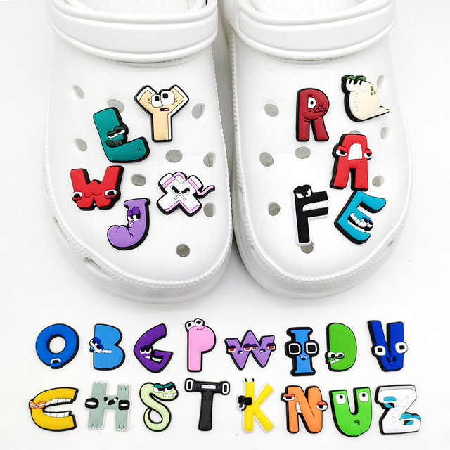 Hot 1pcs Colored funny Alphabet Croc Charms Letters Shoe